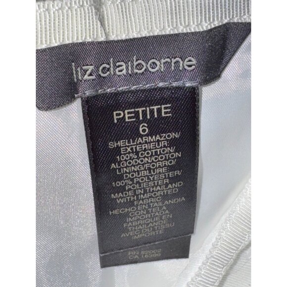 Liz Claiborne Petite 6 White Embroidered Cotton A-Line Skirt With Polyester Lini - Picture 2 of 7